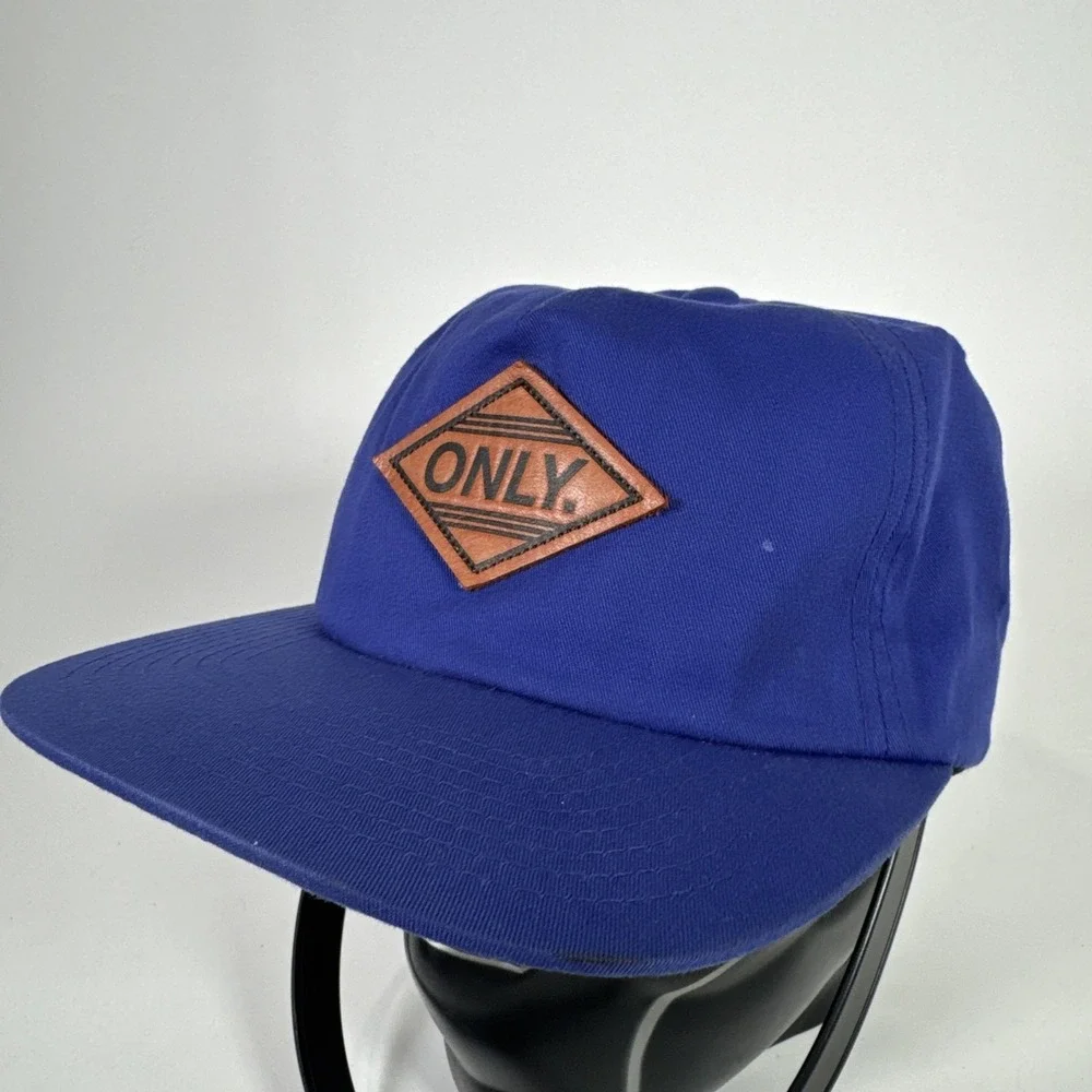 Only NY Logo Leather Patch Blue Hat Cap Adjustable‎ Snapback